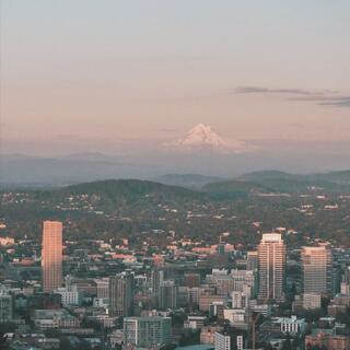 Portland, Oregon with Mt, Hood in the distance