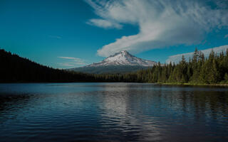 View of Mt. Hood from a mountain lake